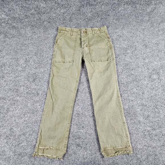 Easel Pants Jeans Womens Size Small Mid Rise Khaki Raw Edge Button Up - Picture 1 of 9